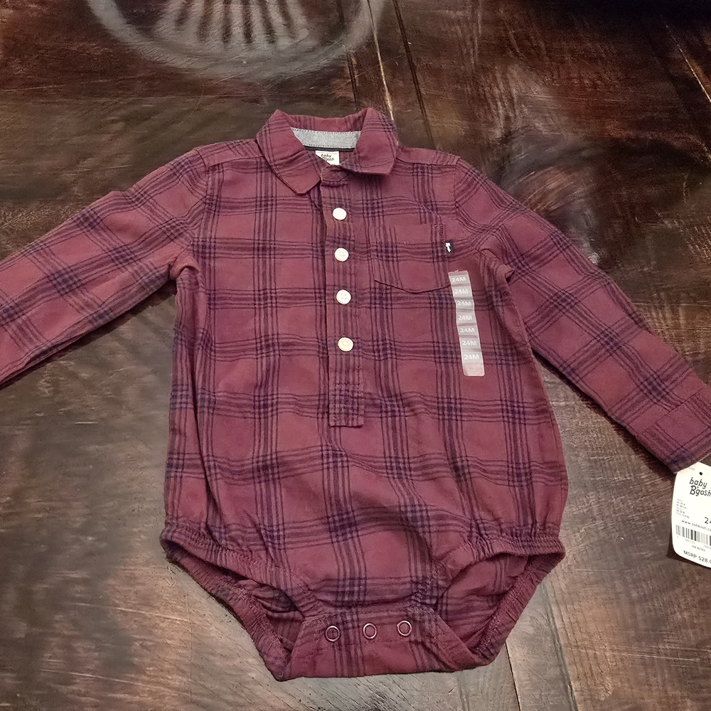 Plaid Long Sleeve Baby Onesie
